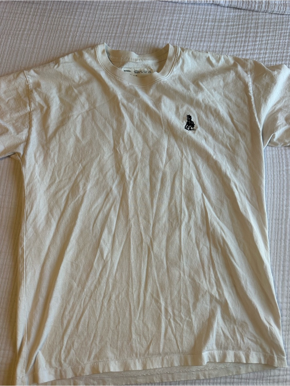 One of these days Short-Sleeve Crew Neck Tee in Cream with Embroidered Chest